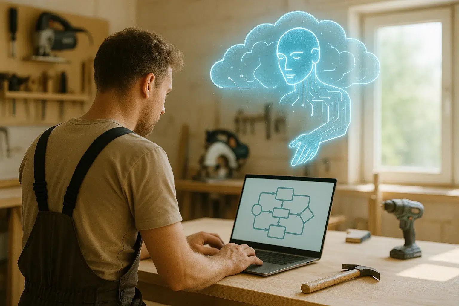 Ein Tischler erstellt eigene Apps in seiner Werkstatt. Die Cloud hilft ihm dabei.